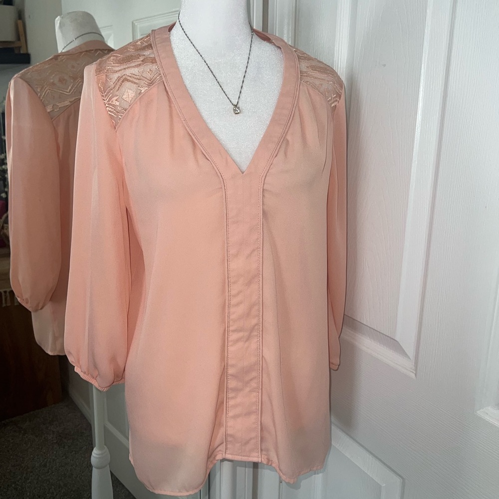Gorgeous Gibson Latimer French Style Sheer Blouse Size Small